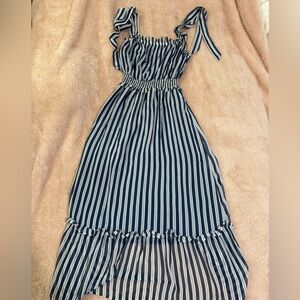 Who What Wear Navy and White Striped Dress